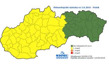 Od 16:00 hod. platí v Žiline výstraha 1.stupňa pred búrkami s krúpami