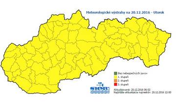 SHMÚ varuje pred poľadovicou, výstraha trvá do polnoci