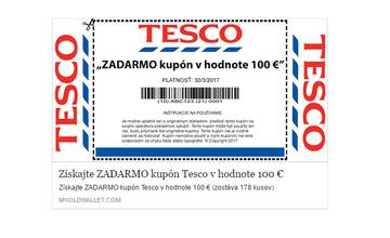 Facebookom sa šíri podvodná stránka, ktorá sľubuje 100€ kupón do predajní TESCA