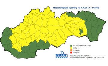 Do 20:00 hod. platí v Žiline výstraha pred búrkami s krúpami