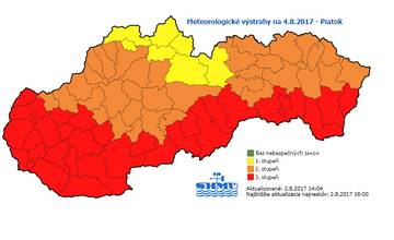 Na piatok 4. augusta bola vydaná výstraha 2. stupňa pred vysokými teplotami