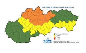 Na víkend bola vydaná výstraha 2. stupňa pred trvalým dažďom, spadnúť môže až 80 mm zrážok