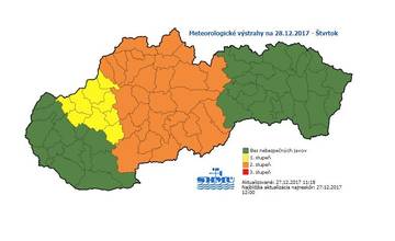 Vo štvrtok 28. decembra sa očakáva silné sneženie, napadnúť môže až 30 centimetrov snehu