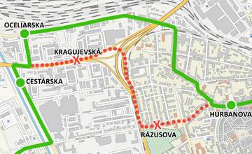 V súvislosti s prácami na Kragujevskej ulici budú dočasne zrušené dve zastávky MHD