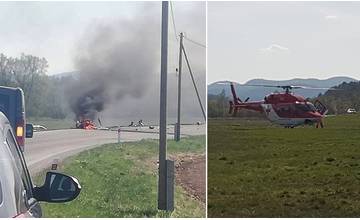 AKTUÁLNE: Leteckí záchranári zo Žiliny zasahujú pri nehode motorkára a osobného auta na Turci
