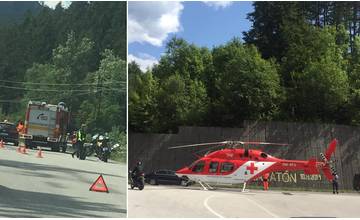 AKTUÁLNE: Pri odbočke na Čičmany došlo k nehode motorkára s osobným autom, zasahuje vrtuľník