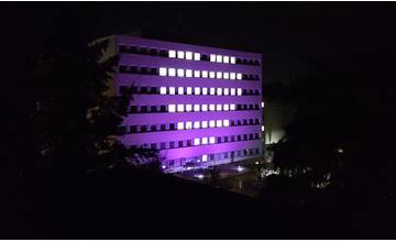 FOTO: Žilinská nemocnica sa dnes rozsvietila na purpurovo, pripomína deň predčasne narodených detí