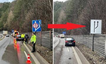 Na ceste prvej triedy pod Strečnom dnes vymenili dopravné značenie, obmedzenia v pruhoch sa zmenili