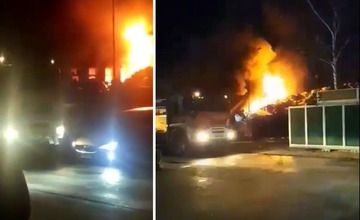 VIDEO: V Hornom Hričove vypukol masívny požiar skladov, zasahuje až 12 hasičských vozidiel