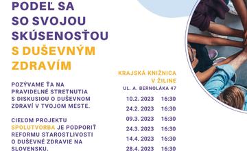 Podeľte sa o vaše skúsenosti s duševným zdravím na pravidelných stretnutiach v Krajskej knižnici v Žiline