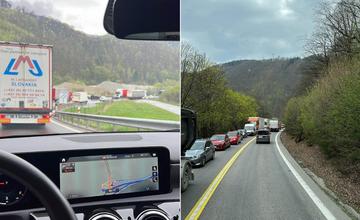 Kolóna pod Strečnom od rána siaha až po diaľnicu D1 pri Dubnej Skale, pripravte sa na zdržanie