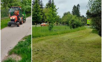 FOTO: Vysokú trávu na Vlčincoch už kosia, obyvatelia Hájika sa sťažujú na nedotiahnutú prácu