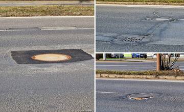FOTO: V nedeľu opravili na Košickej kanalizačný poklop, ďalšie tri sa rozpadajú kúsok pred ním