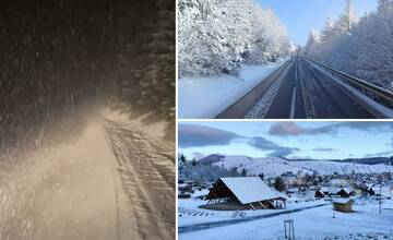 Vodiči ľutovali, že prezuli pneumatiky. Cesty na Liptove, Kysuciach a Orave pokryl sneh