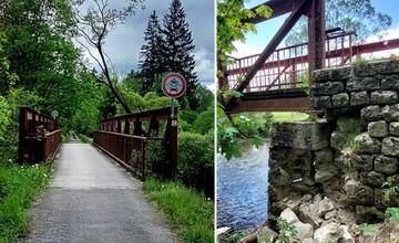 FOTO: Obľúbená cyklotrasa vedie po moste stojacom na rozpadnutých kameňoch. Mesto ho nemôže opraviť