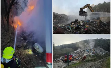 FOTO: Skládka odpadu pri Rajci horela vlani 6-krát, hasili ju štyri zbory. Vzplanula samovoľne?