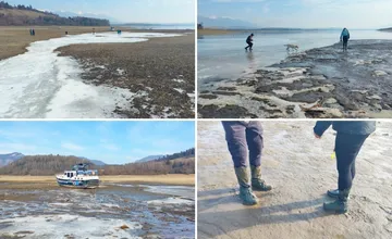 FOTO: Pod topiacim sa ľadom na Liptovskej Mare číha veľké nebezpečie. Chodia po ňom deti aj dospelí