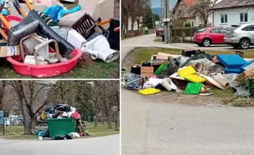FOTO: Veľkokapacitný kontajner v Bánovej nestačil, ľudia vyhádzali odpad na zem. Vozia ho z okolia