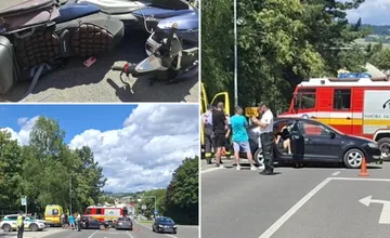 FOTO: Motocyklista v Čadci podľahol zraneniam. Auto, s ktorým sa zrazil, išlo z vedľajšej cesty