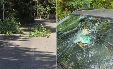 Vietor škodí aj v Žiline, vodičke spadnutý konár rozbil okno. Ďalší strom blokuje cestu