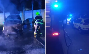 FOTO: Polícia aj hasiči boli v noci na nohách. V Turčianskych Tepliciach zhorelo auto