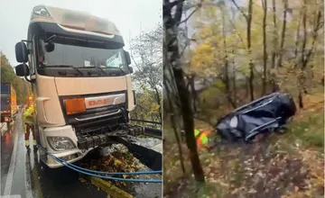 Po zrážke na ceste pod Strečnom spadlo auto do zrázu. Vodičovi kamióna nariadili odber krvi