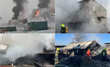 VIDEO: V Strečne šľahajú k nebu plamene, horia prístrešky aj fasáda domu. Hasiči zasahujú už vyše 3 hodín