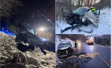 VIDEO: Čelná zrážka uzavrela hlavný ťah cez Oravu. Zranili sa traja ľudia, odviezli ich záchranky