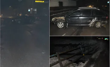 FOTO: Zdrogovaný muž unikal pred oravskými policajtami na aute, havaroval a takmer skončil v potoku