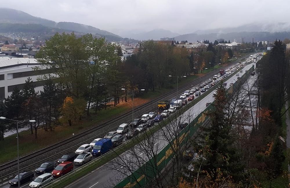 Kolaps dopravy v Žiline 27.10.2017, foto 2