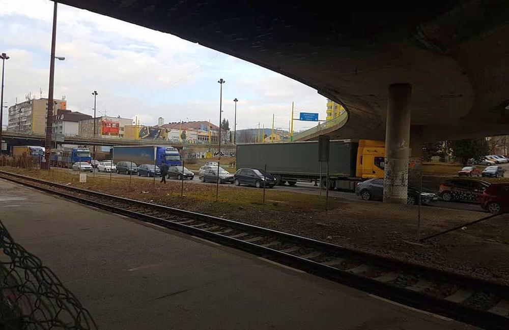 Kolaps dopravy v Žiline 29.3.2018, foto 1