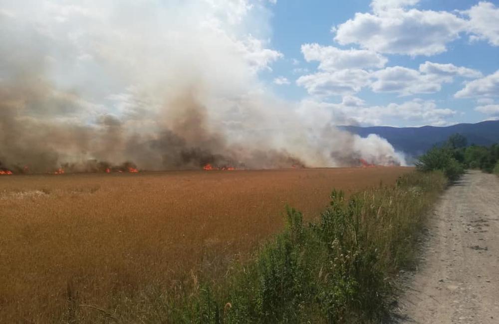 FOTO: Požiar poľa s obilím v obci Sučany 8.7.2019, foto 2