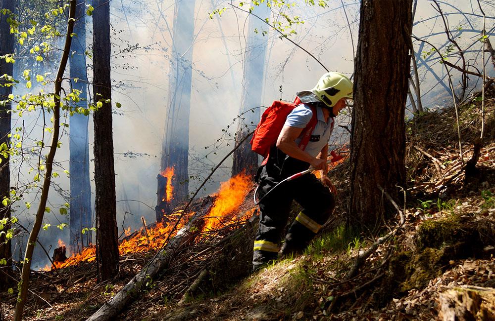 FOTO: Pri Rajeckých Tepliciach horí les, hasiči zasahujú v strmom teréne, foto 7