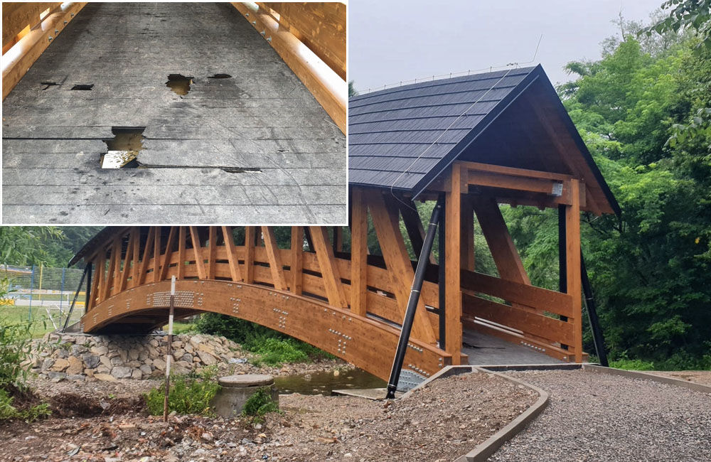 FOTO: Vandali poškodili nedávno dokončený most na novej cyklotrase Žilina - Terchová, foto 1
