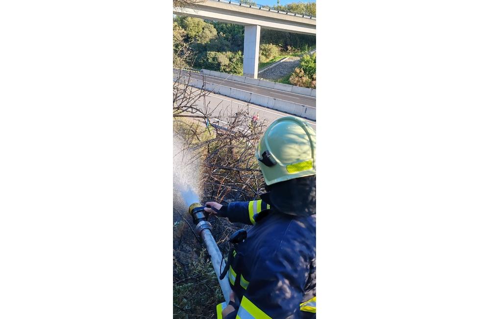FOTO: Zásah hasičov pri požiari v blízkosti diaľnice, foto 1