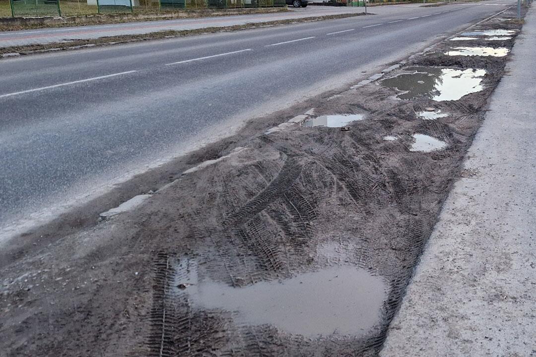 FOTO: Hlboké jamy plné vody a blata. Trávnatý pás na Rosinskej ceste sa zmenil na parkovisko, foto 7