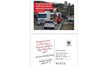 Pohľadnice na protest proti zdržaniu výstavby R3 na Orave