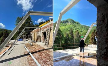 FOTO: Zámok Kunerad dostáva novú strechu, vo štvrtok namontovali prvé časti konštrukcie