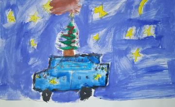 FOTO: Detské kresby vianočných policajných áut